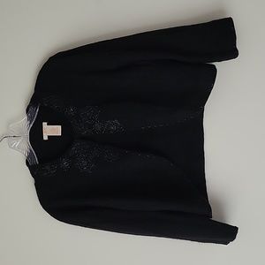 Joe Fresh Women's Black Beaded Wool-Blend Cardigan Shrug- Size L